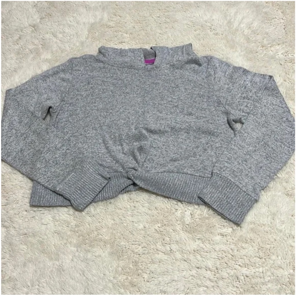 Girls Cropped Grey Long Sleeve Hoodie